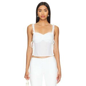 NWOT MORE TO COME Lily Rose White Chiffon Rosette Cropped Cami Tank Top, Size M